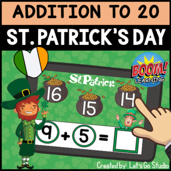 Preview of Subtraction Facts to 20 | St. Patrick's Day BOOM Cards | Distance Learning