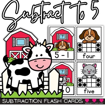 Preview of Subtraction Facts within 5 Flash Cards {Set 2}