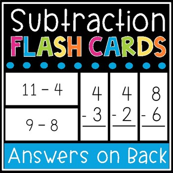 Educational Flash Cards Subtraction 
