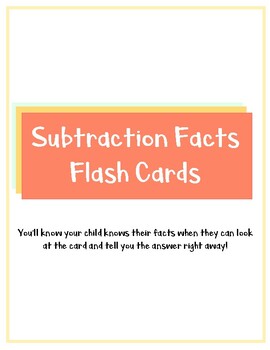 Preview of Subtraction Flash Cards - Numbers 1-10