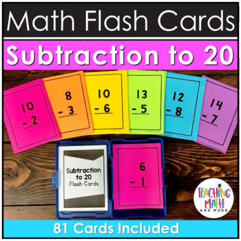 Preview of Subtraction Flash Cards | Subtraction to 20