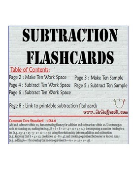Preview of Subtraction Flashcards Promethean Flipchart (Common Core 1.OA.6)