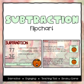 Preview of Subtraction ActivInspire Flipchart - Third Grade