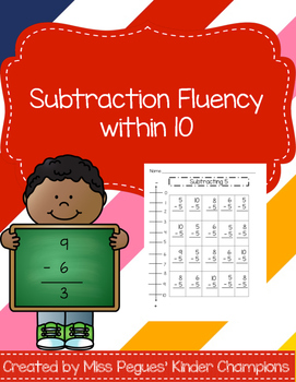 Preview of Subtraction Fluency within 10 with Number Line