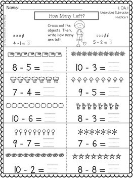 First Grade Subtraction From 20 by Frogs Fairies and Lesson Plans