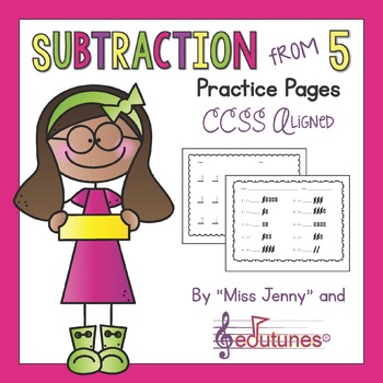 Preview of Subtraction From 5 Worksheets and TpT Digital Activity | Distance Learning