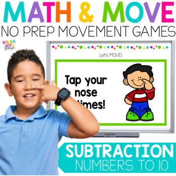 Preview of Subtraction Game | Subtraction to 10 Worksheets | MATH AND MOVE Math Game