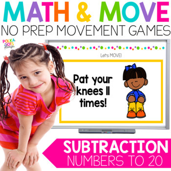 Preview of Subtraction Game | Subtraction to 20 Worksheets | MATH AND MOVE Math Game