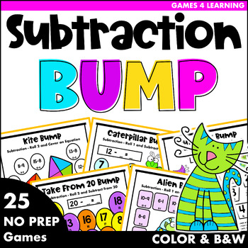 Preview of Subtraction Games: 25 Printable Math Bump Games for Facts Fluency