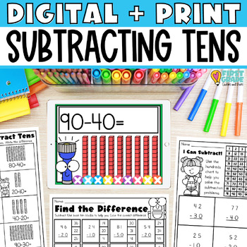 Preview of Subtract Multiples of Ten Print Worksheets and Digital Activity 1.NBT.C.6