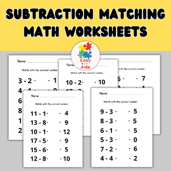 Preview of Subtraction Matching Math Worksheets