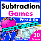 Ocean Animals Subtraction Maths Board Games [Australian UK