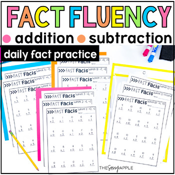Preview of Addition and Subtraction within 20 Math Fact Fluency Timed Worksheet Practice