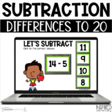 Subtraction Math Facts Differences to 20 Boom Cards™