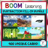 Subtraction Math Fill In Facts BOOM 900 Card Bundle of Bas