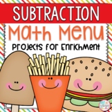 Subtraction Math Menu Choice Board