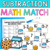 Subtraction within 10 and 20 Memory Match Math Game 1st Gr