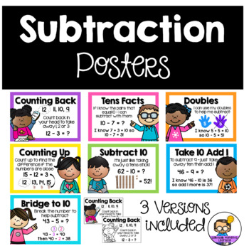 Subtraction Strategies Posters by Lightbulb Moments Learning | TpT