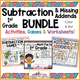 Subtraction & Missing Addends BUNDLE for 1st Grade | Games