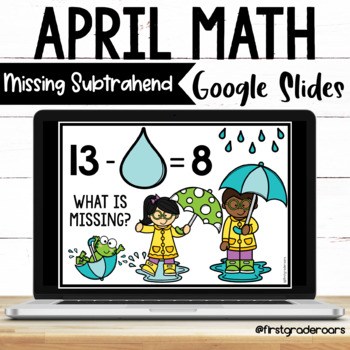 Preview of Subtraction Missing Parts | Digital April Google Slides Distance Learning