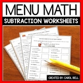 Subtraction Money Worksheets and Word Problems Menu Math