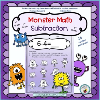 Preview of Subtraction Monster Math