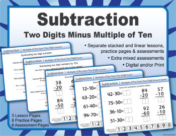 Subtraction | Multiple of Ten from Two Digit Numbers | Digital & Print