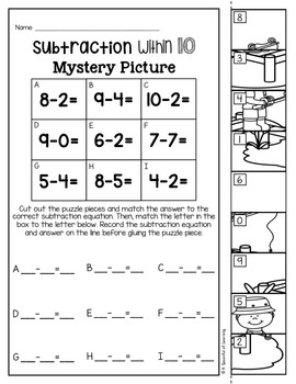 Subtraction Mystery Puzzles by A Spoonful of Learning | TpT