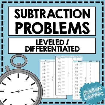 Preview of Subtraction Fluency Practice - Quick Number Facts Problems Differentiated Timed