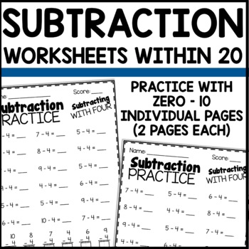 Math Worksheets 1st Grade | Subtraction Practice by Shanon ...