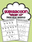 Subtraction Practice Sheets {Within 10}