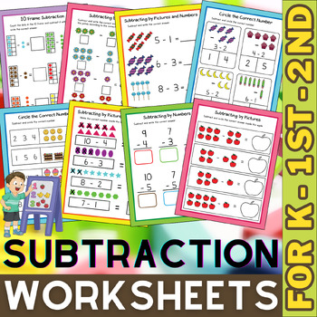 Preview of Subtraction Practice Worksheets | Addition and Subtraction | Math Worksheets