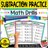 One Digit Subtraction Practice Worksheets- Math Drills wit