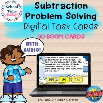Preview of Subtraction Problem Solving with Audio BOOM Cards