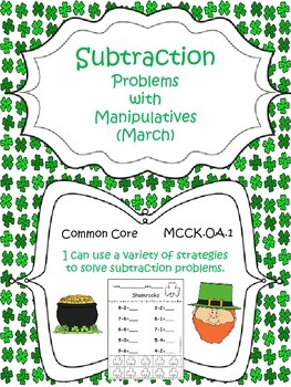 Preview of St Patricks Day Subtraction from 10 | Worksheets | Math Manipulatives