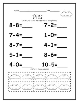 Preview of Thanksgiving Subtraction | Worksheets | Math Manipulatives