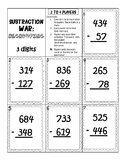 Subtraction Regrouping War Game, 3 and 4 Digit