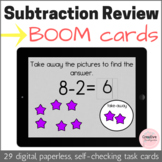 Subtraction Review Kindergarten Digital Task Cards with BO