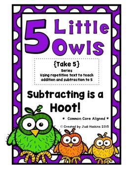 Preview of 5 Little Owls {Subtraction Rhyming Tab Book}