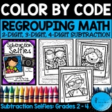 Color Code Math ~ Subtraction Selfies ~ 3 Digit Subtraction With Regrouping