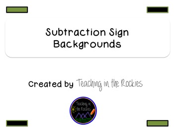 Preview of Subtraction Sign Backgrounds - Freebie