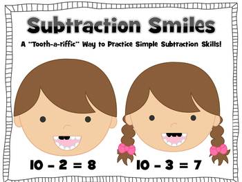 Preview of Subtraction Smiles (A Dental Health Themed Math Center Activity) K-2