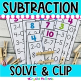 Subtraction Solve and Clip Math Center Activity | Subtract