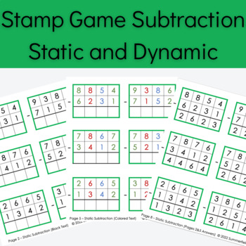 Preview of Subtraction Stamp Game Static and Dynamic