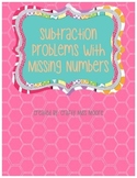 Subtraction Story Problems with Missing Numbers