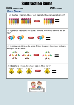 Preview of Subtraction Story Sums