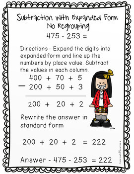 subtraction strategies worksheets 3 digit expanded form by the froggy