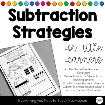 Preview of Subtraction Strategies Book Practice Pages Anchor Charts Worksheets