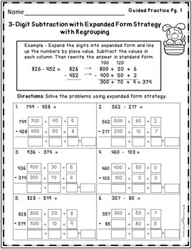 subtraction strategies worksheets 3 digit subtraction expanded form