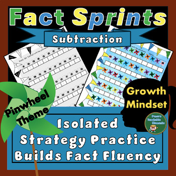 Preview of Subtraction Strategy Practice For Fact Fluency w/ Pinwheel Theme: 10-page sample